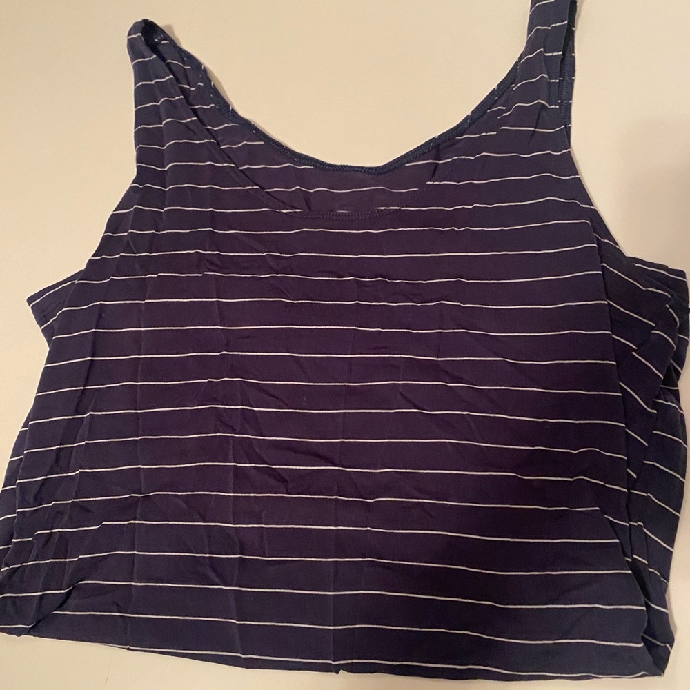 Navy and white striped tank